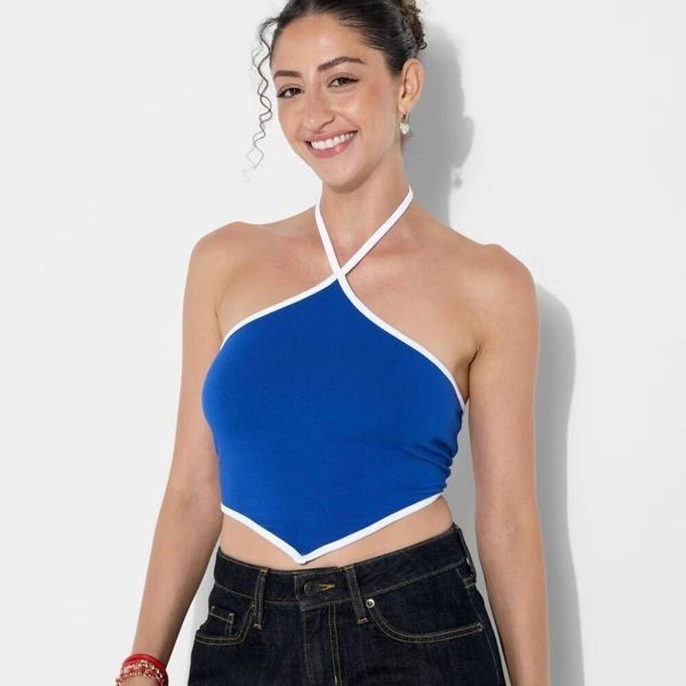 Wild Fable Women's Game Day Football Charm Halter Top Blue Size XS